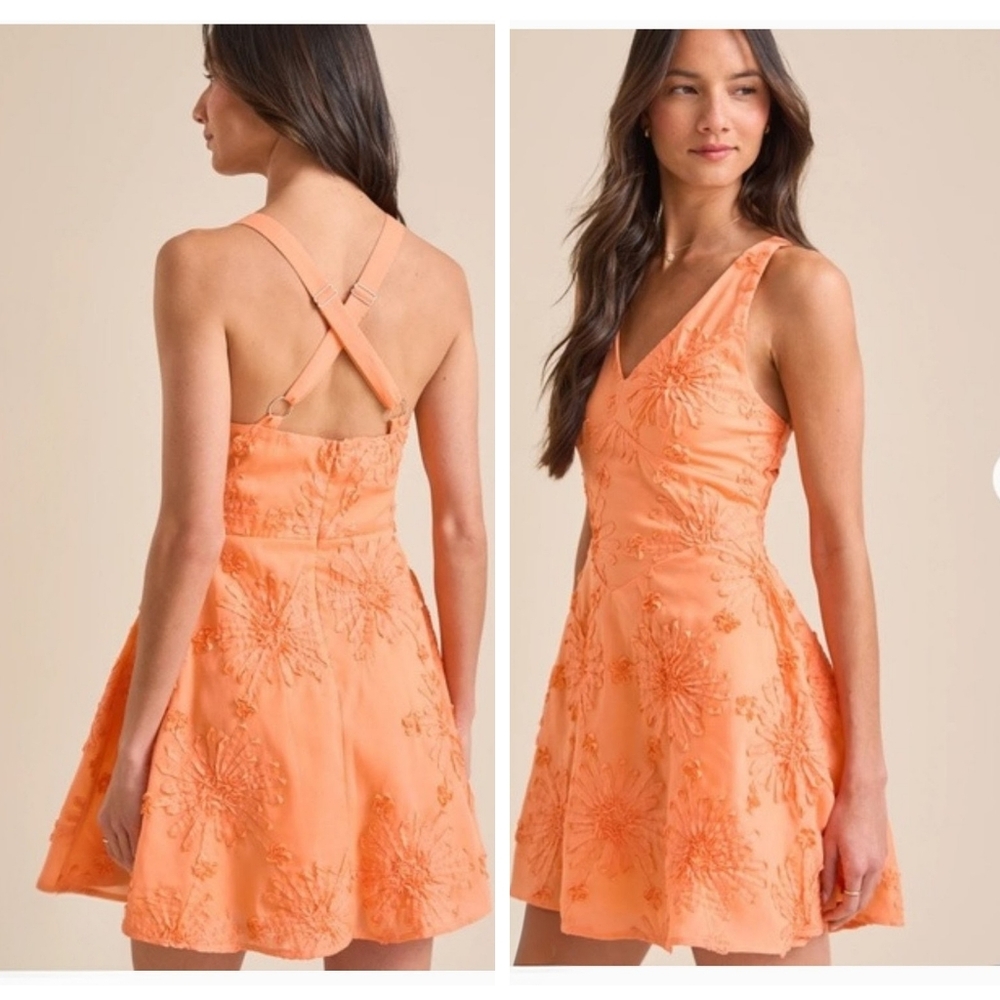 Altar'd State Daphney Orange Fit Flare Dress